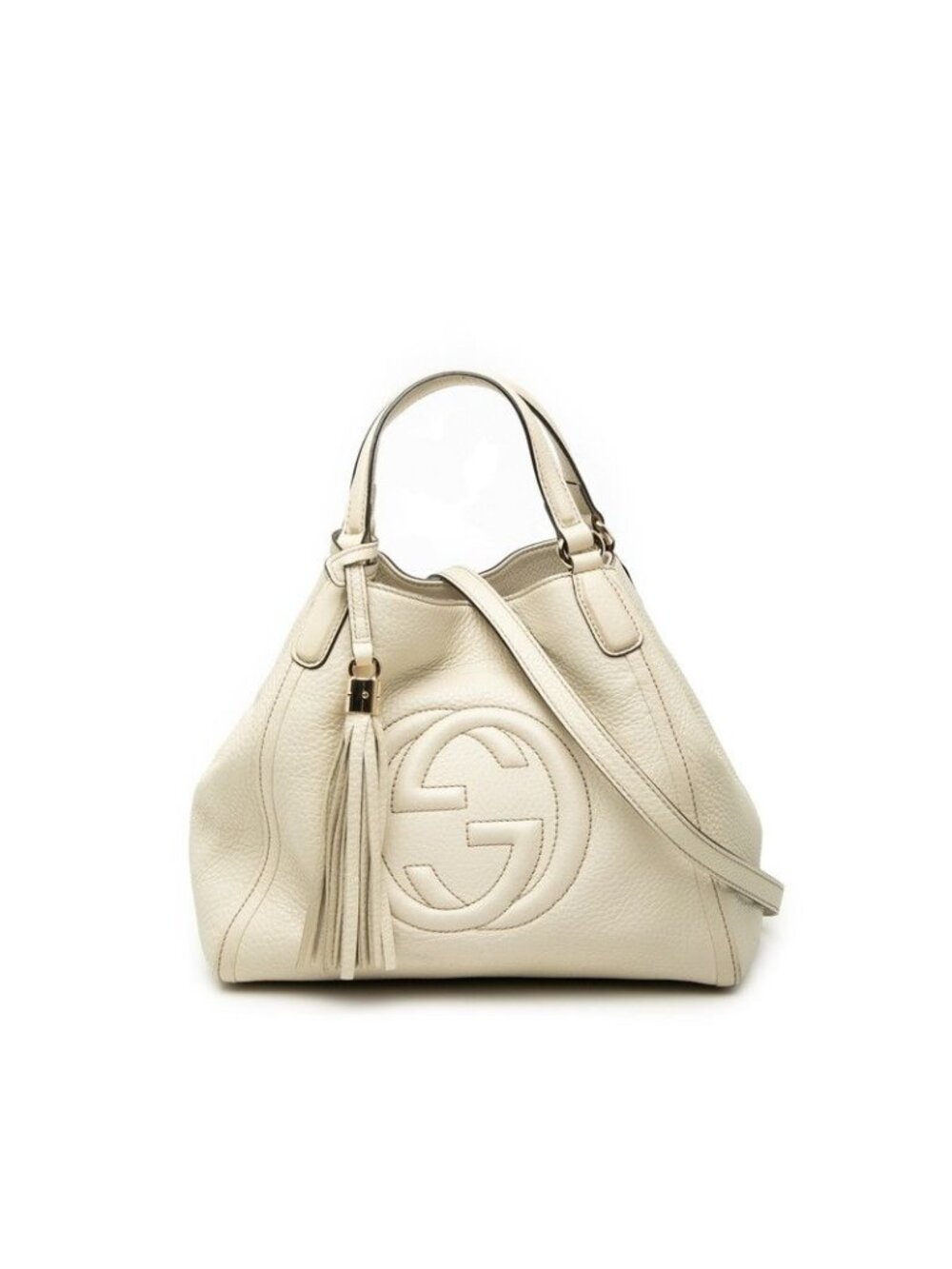 Gucci Interlocking Soho 2-Way Shoulder Bag White Leather